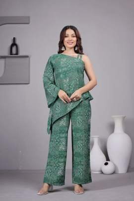 Green Designer cord Set with Elegent Print