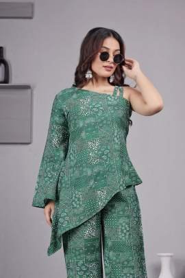 Green Designer cord Set with Elegent Print